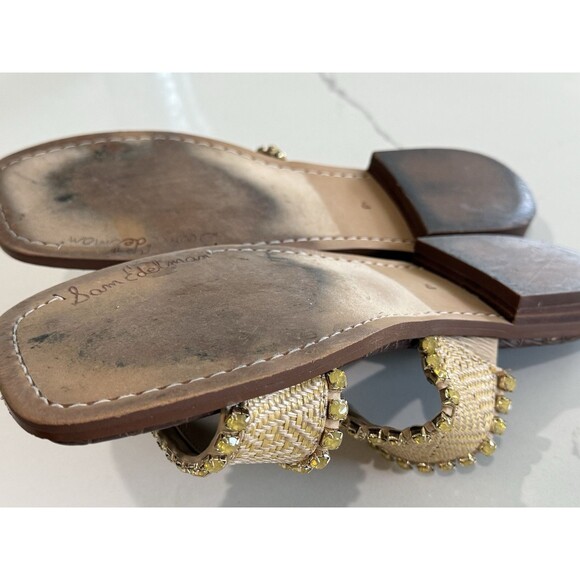 Sam Edelman Women's 8.5 M Hopie Square Toe Gemstone Crystal-lined Sandals Slides - Picture 8 of 8